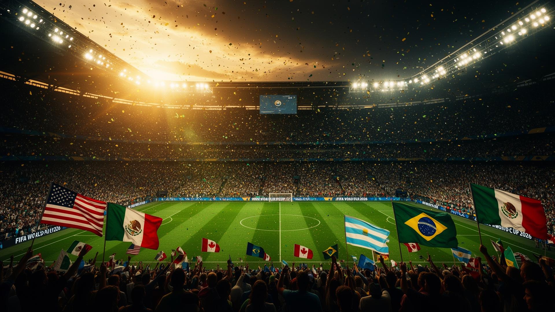 Estádio cheio durante a abertura da Copa do Mundo FIFA 2026